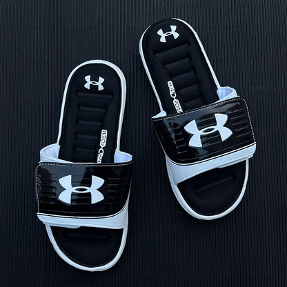 UA-MEMORY FOAM-SLIDES-BLACK WHITE