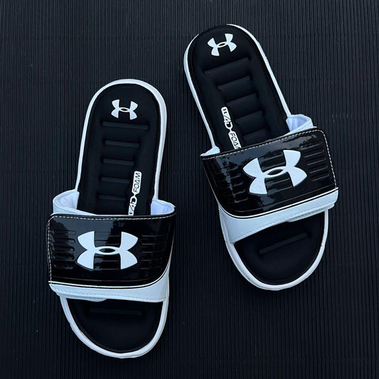 UA-MEMORY FOAM-SLIDES-BLACK WHITE